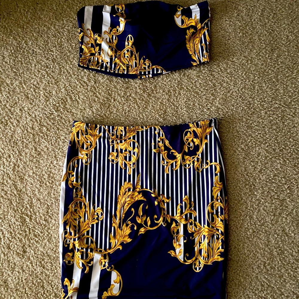 Strapless two piece skirt set